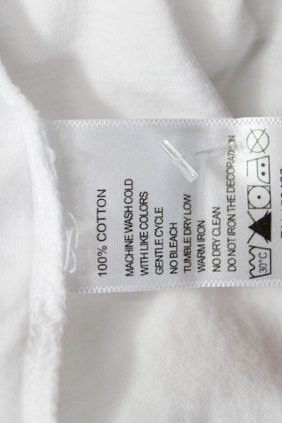 Leallo Womens Basic White Cotton Short Sleeve T-Shirt Round Neck Size S