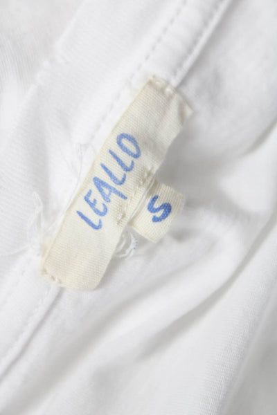 Leallo Womens Basic White Cotton Short Sleeve T-Shirt Round Neck Size S