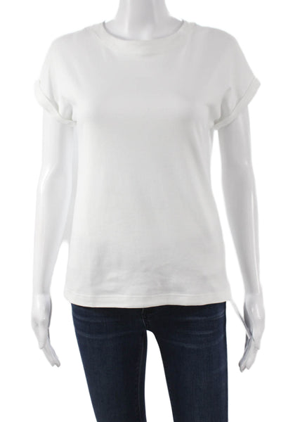 ELEVENTY Womens Basic Cotton White Round Neck Short Sleeve T-Shirt Size XS