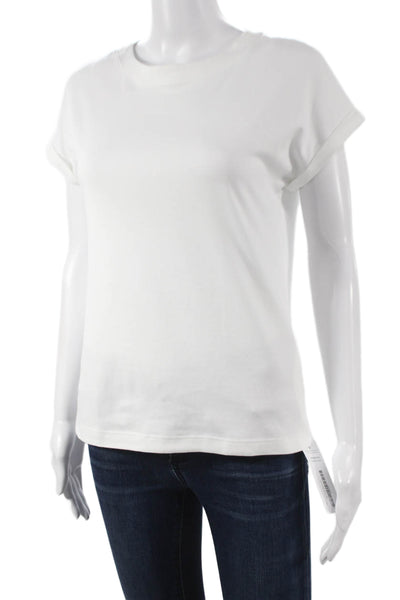 ELEVENTY Womens Basic Cotton White Round Neck Short Sleeve T-Shirt Size XS