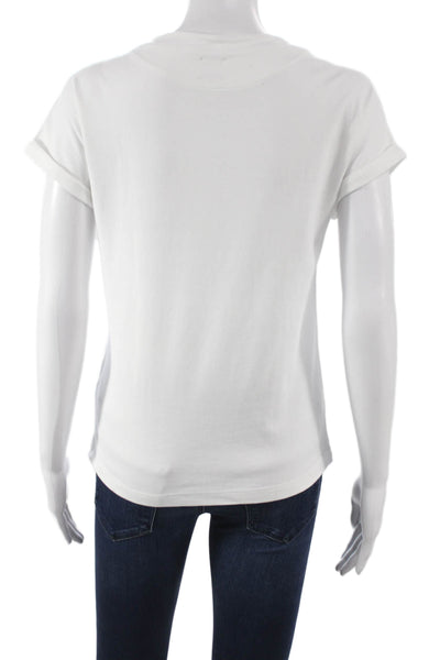 ELEVENTY Womens Basic Cotton White Round Neck Short Sleeve T-Shirt Size XS