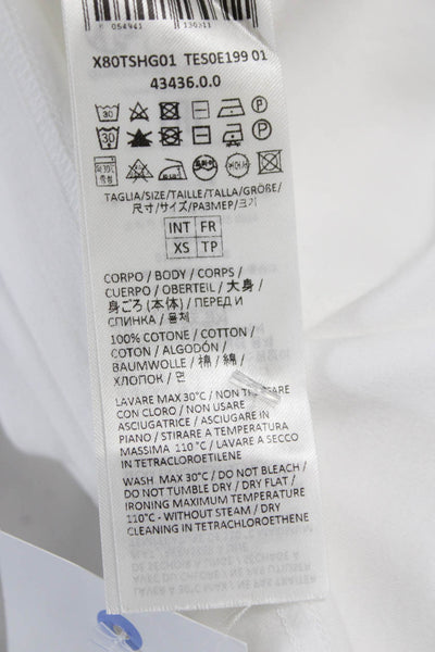 ELEVENTY Womens Basic Cotton White Round Neck Short Sleeve T-Shirt Size XS