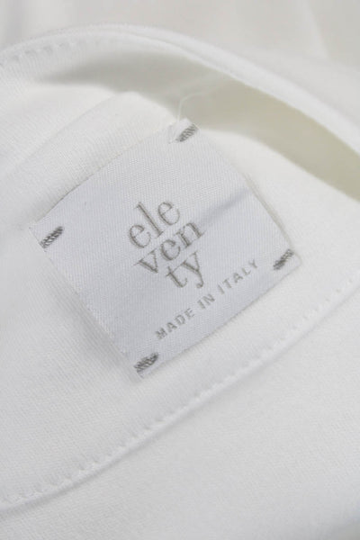 ELEVENTY Womens Basic Cotton White Round Neck Short Sleeve T-Shirt Size XS