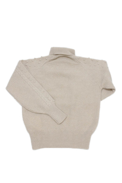 ELEVENTY Childrens Girls Cable Knit Turtleneck Sweater Beige Wool Size 6