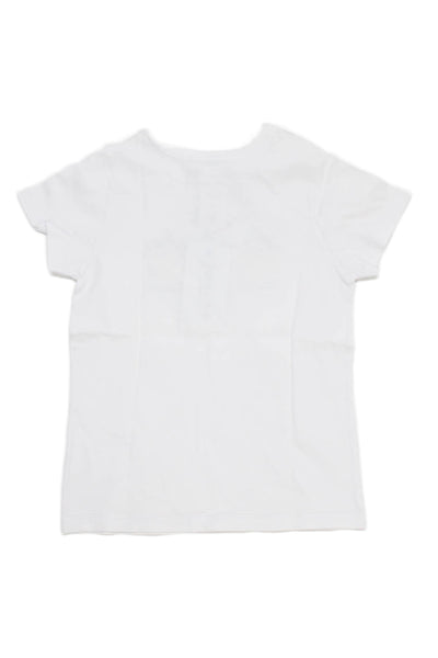 Jacadi Childrens Girls Short Sleeves Tee Shirt White Navy Blue Size 8