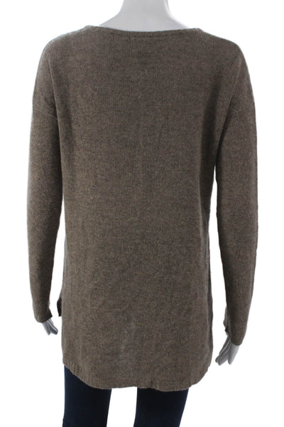 Autumn Cashmere Women Tunic Sweater Roundneck Long Sleeve Brown Size S