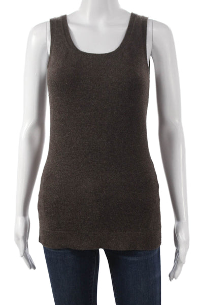 Kinross Cashmere Women Basic Scoop Neck Cashmere Tank Brown Size XS