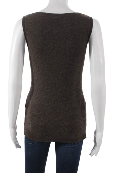 Kinross Cashmere Women Basic Scoop Neck Cashmere Tank Brown Size XS