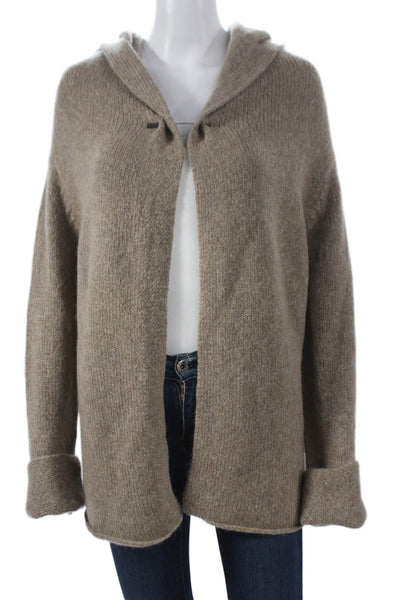 Eileen Fisher Women Wool V-Neck Cardigan Beige Long Sleeve Solid Size M