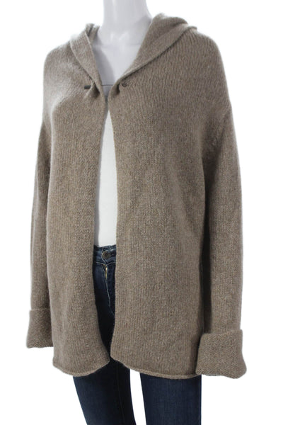 Eileen Fisher Women Wool V-Neck Cardigan Beige Long Sleeve Solid Size M