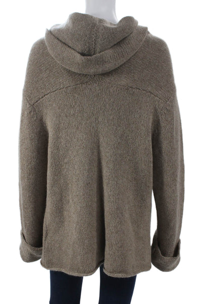 Eileen Fisher Women Wool V-Neck Cardigan Beige Long Sleeve Solid Size M