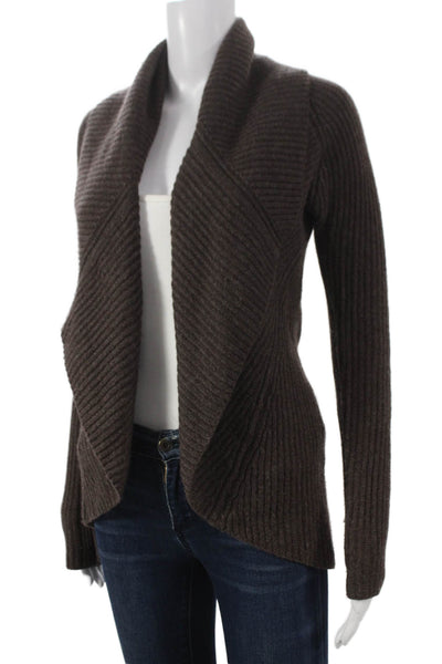 Kinross Cashmere Womens Brown Cashmere Collared Cardigan Size XS