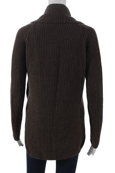 Kinross Cashmere Womens Brown Cashmere Collared Cardigan Size XS
