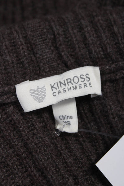 Kinross Cashmere Womens Brown Cashmere Collared Cardigan Size XS
