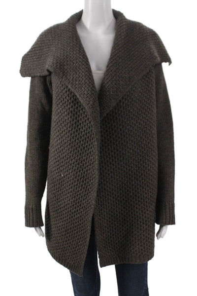 Vince Womens Cardigan Yak Brown Collared Long Sleeve Size S