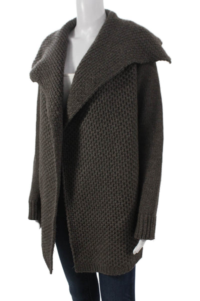 Vince Womens Cardigan Yak Brown Collared Long Sleeve Size S