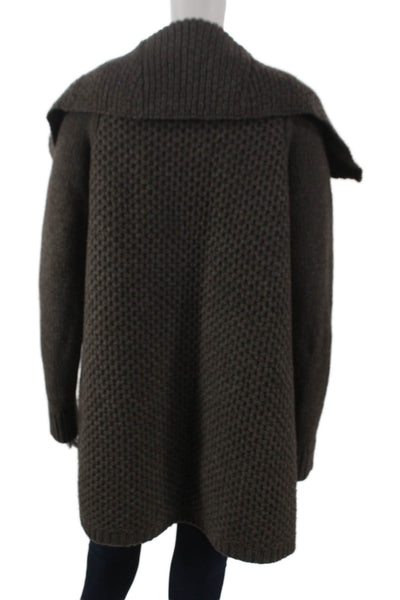 Vince Womens Cardigan Yak Brown Collared Long Sleeve Size S