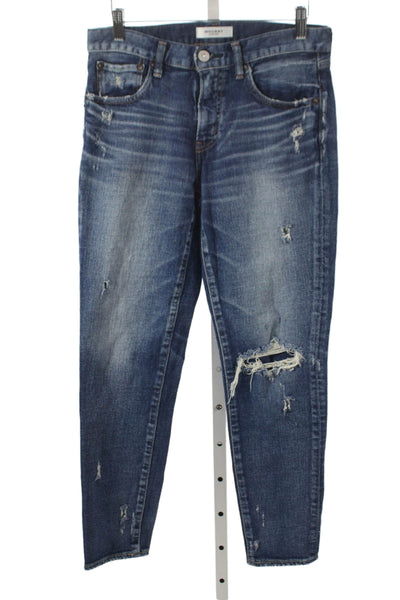 Moussy Womens Blue Tapered Jeans Mid Rise Button Fly Cotton Size 27