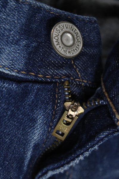 Moussy Womens Blue Tapered Jeans Mid Rise Button Fly Cotton Size 27