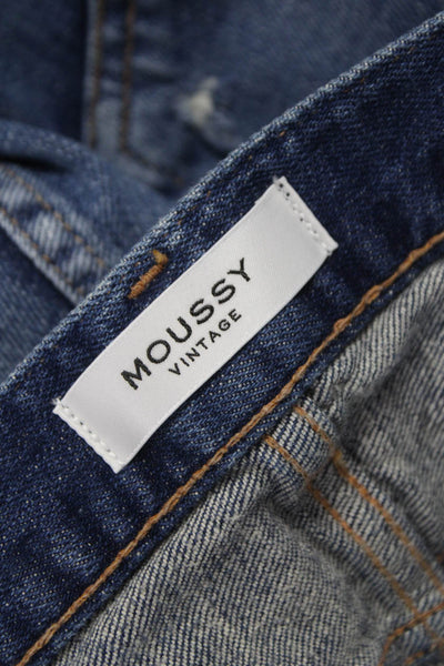 Moussy Womens Blue Tapered Jeans Mid Rise Button Fly Cotton Size 27