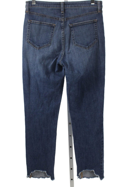 L'Agence Women High Rise Straight Jeans Blue Cotton Blend Button Size 27
