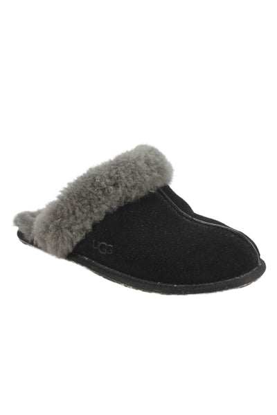 Ugg Womens Sheepskin Scuffette II Slide On Slippers Black Size 7