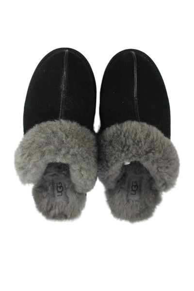 Ugg Womens Sheepskin Scuffette II Slide On Slippers Black Size 7