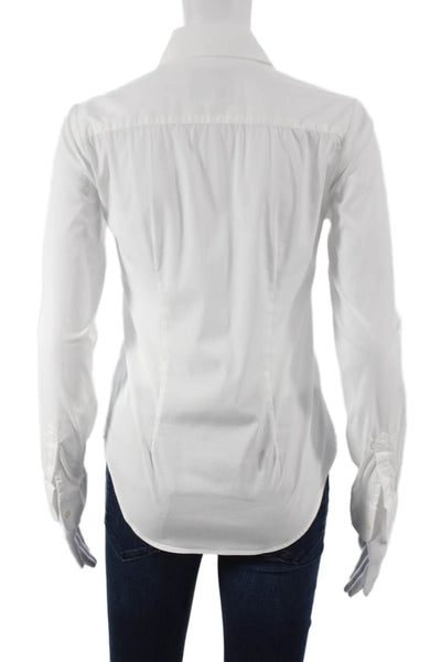 The Shirt Womens Basic White Cotton Collared Long Sleeve Button-Up Size 2XS