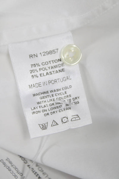 The Shirt Womens Basic White Cotton Collared Long Sleeve Button-Up Size 2XS