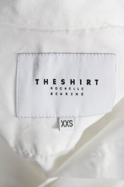 The Shirt Womens Basic White Cotton Collared Long Sleeve Button-Up Size 2XS