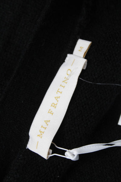 Mia Fratino Womens Black Merino Wool V-Neck Cardigan Long Sleeve Size M
