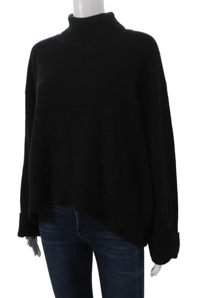 Phiili Womens Pullover Turtleneck Sweater Black Wool Long Sleeve Size One