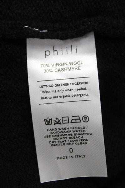 Phiili Womens Pullover Turtleneck Sweater Black Wool Long Sleeve Size One