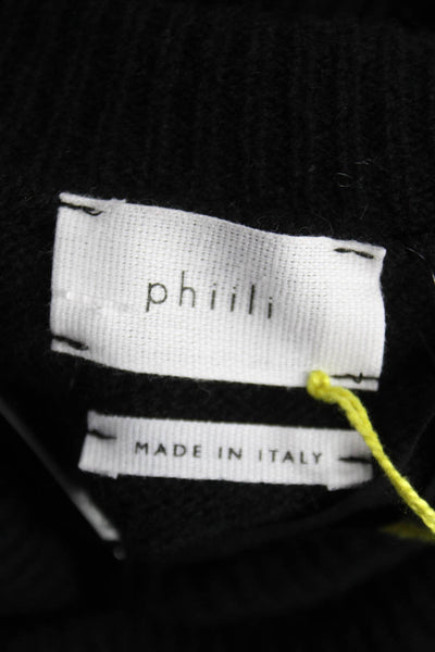 Phiili Womens Pullover Turtleneck Sweater Black Wool Long Sleeve Size One