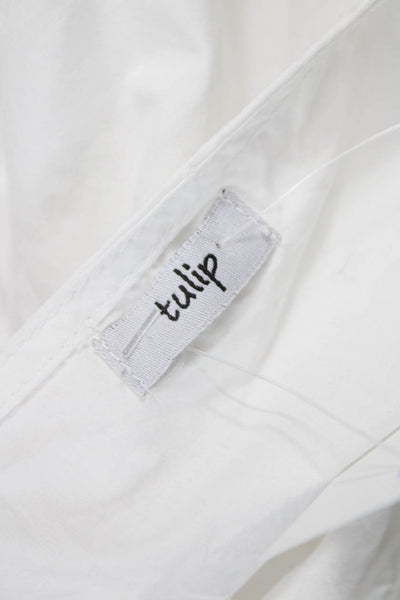 Tulip Women Tunic Blouse White Cotton Round Neck 3/4 Sleeve Pullover Size M