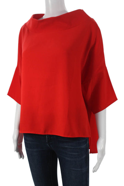 Suzy D Women Basic Red Cowl Neck Polyester 3/4 Sleeve Blouse Size S