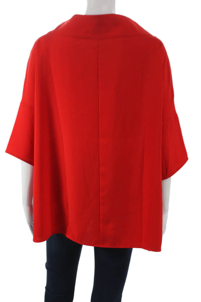 Suzy D Women Basic Red Cowl Neck Polyester 3/4 Sleeve Blouse Size S