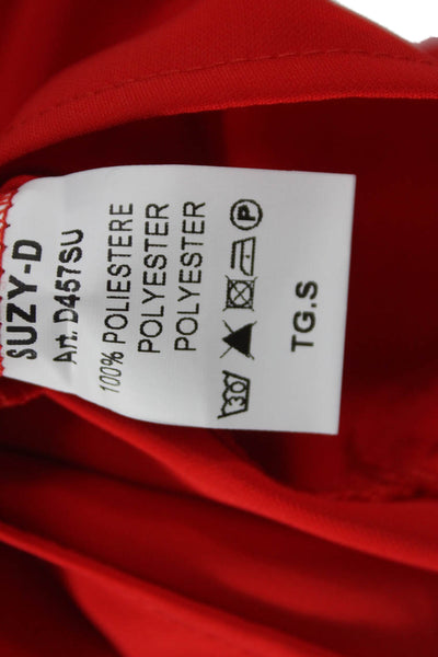 Suzy D Women Basic Red Cowl Neck Polyester 3/4 Sleeve Blouse Size S