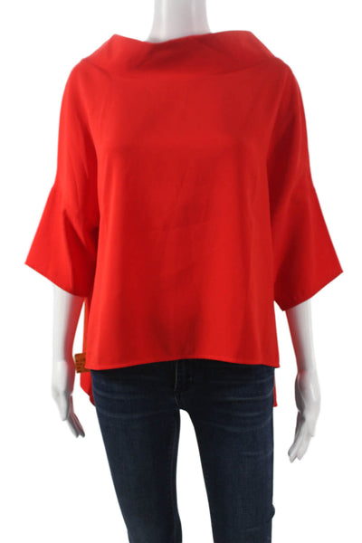 Suzy D Womens Red Cowl Neck Polyester 3/4 Sleeve Basic Blouse Size L