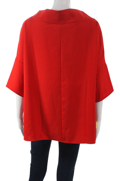 Suzy D Womens Red Cowl Neck Polyester 3/4 Sleeve Basic Blouse Size L