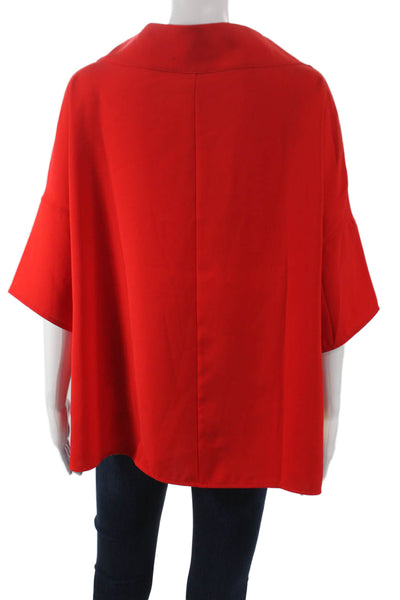 Suzy D Womens Tunic Blouse Red Cowl Neck 3/4 Sleeve Polyester Size M