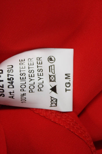 Suzy D Womens Tunic Blouse Red Cowl Neck 3/4 Sleeve Polyester Size M