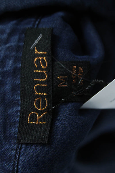 Renuar Womens Blue Tencel Lyocell Collared Tunic Button Up Long Sleeve Size M