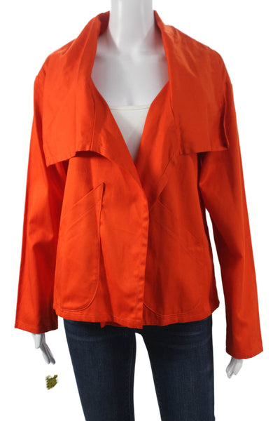 Vitamin Women Basic Buttoned Jacket Orange Cotton Long Sleeve Size S