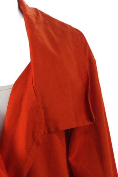Vitamin Women Basic Buttoned Jacket Orange Cotton Long Sleeve Size S