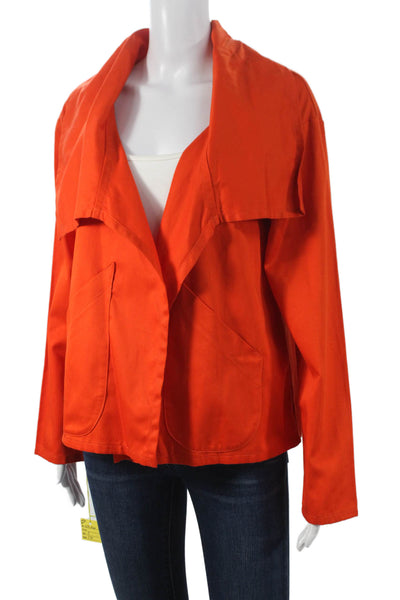 Vitamin Women Basic Buttoned Jacket Orange Cotton Long Sleeve Size S