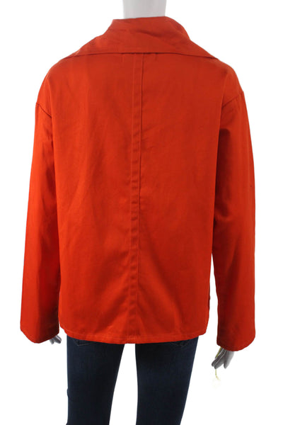 Vitamin Women Basic Buttoned Jacket Orange Cotton Long Sleeve Size S