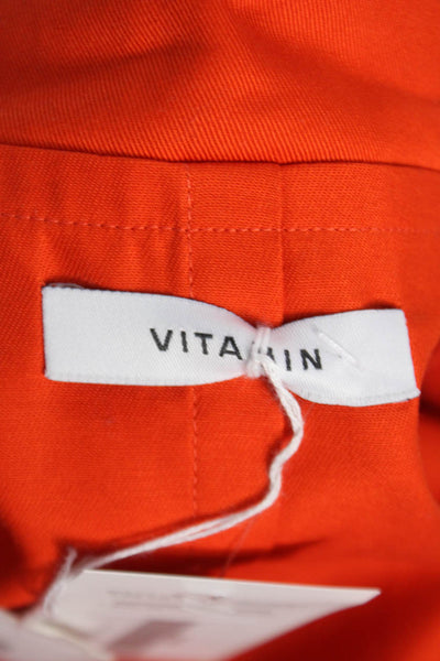 Vitamin Women Basic Buttoned Jacket Orange Cotton Long Sleeve Size S