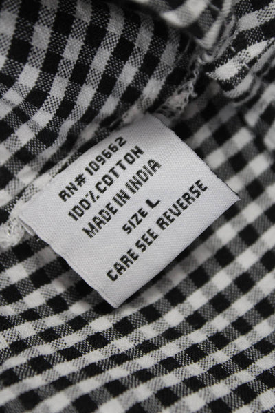 Tulip Womens Tunic Black Cotton Boat Neck 3/4 Sleeve Check Size L