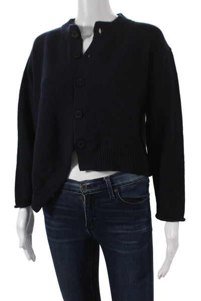 Kut Kut Womens Cardigan Blue Wool Crew Neck Long Sleeve Size S